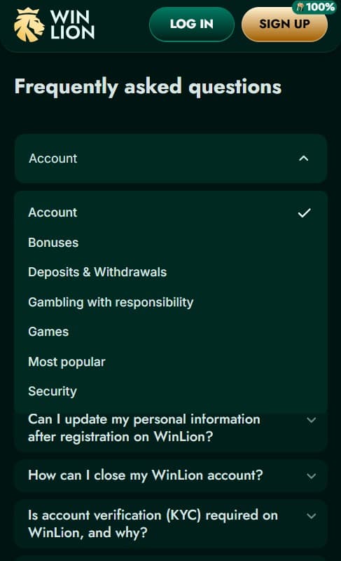 WinLion frequently asked questions